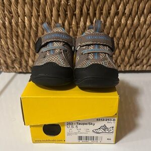 Tsukihoshi Taupe and Black Kids Sneakers toddler 5